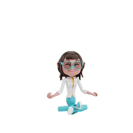 Businesswoman doing yoga  3D Illustration