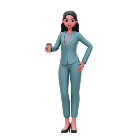 Businesswoman drinking coffee  3D Illustration