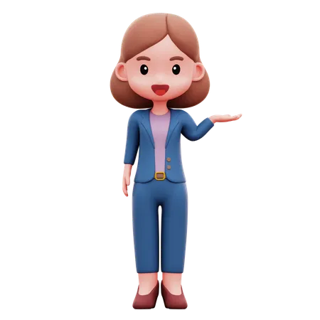 Businesswoman Explaining Her Idea  3D Illustration