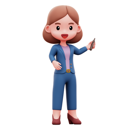 Businesswoman Explaning Presentation  3D Illustration