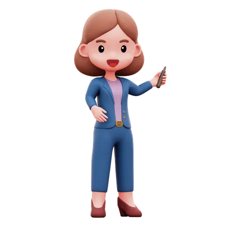 Businesswoman Explaning Presentation  3D Illustration