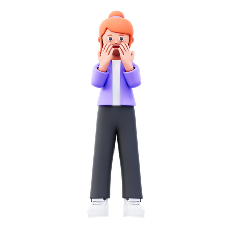 Businesswoman Feeling Embarrassed  3D Illustration
