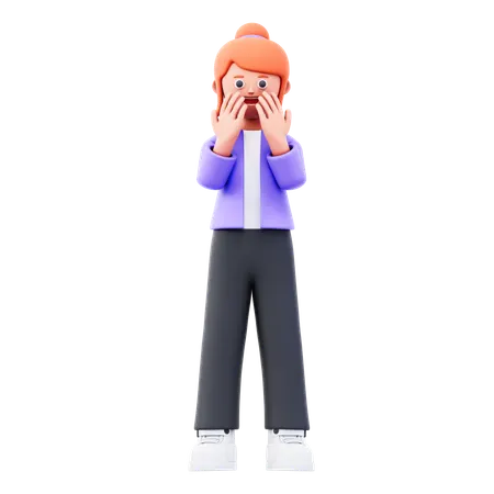 Businesswoman Feeling Embarrassed  3D Illustration