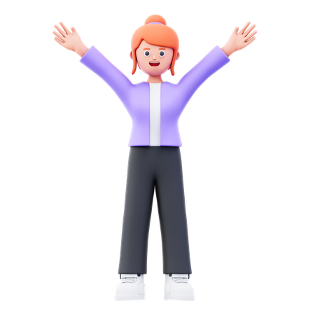 Businesswoman Feeling Happy  3D Icon