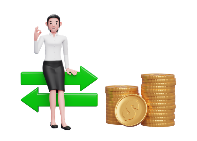 Businesswoman feeling positive about exchange rate  3D Icon