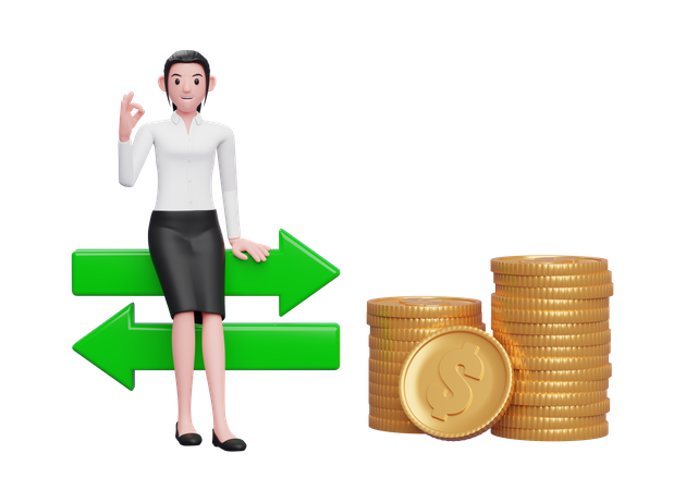 Businesswoman feeling positive about exchange rate  3D Illustration