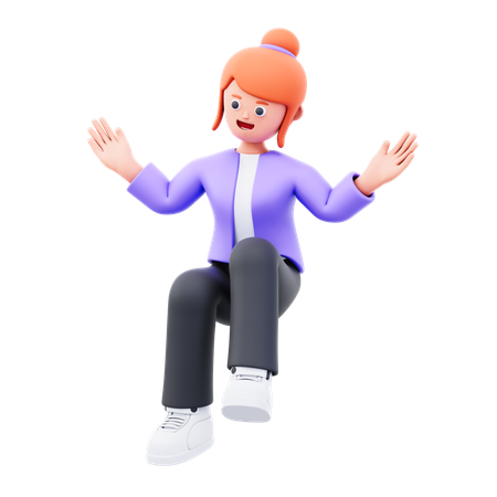Businesswoman Fly With Thinking  3D Icon