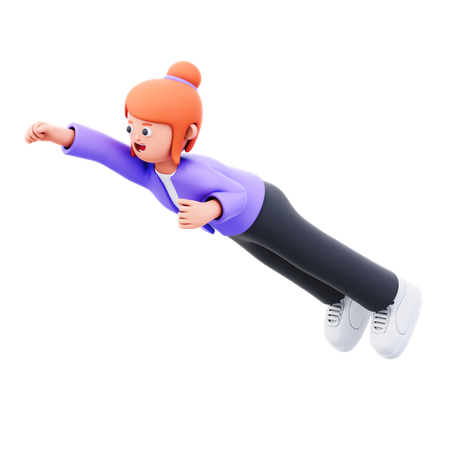 Businesswoman Flying Like Super Woman  3D Illustration