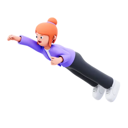 Businesswoman Flying Like Super Woman  3D Illustration