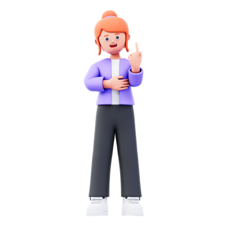 Businesswoman Getting Business Idea  3D Icon