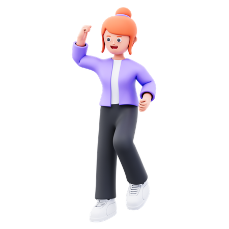 Businesswoman Getting Business Success  3D Illustration