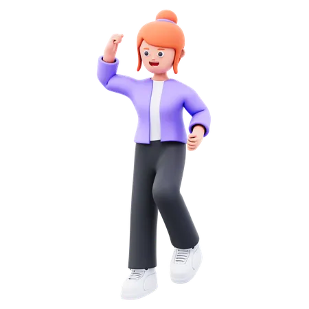 Businesswoman Getting Business Success  3D Illustration