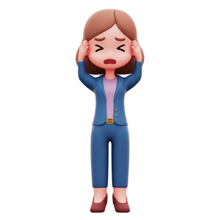 ストレスを抱えるビジネスウーマン  3D Illustration