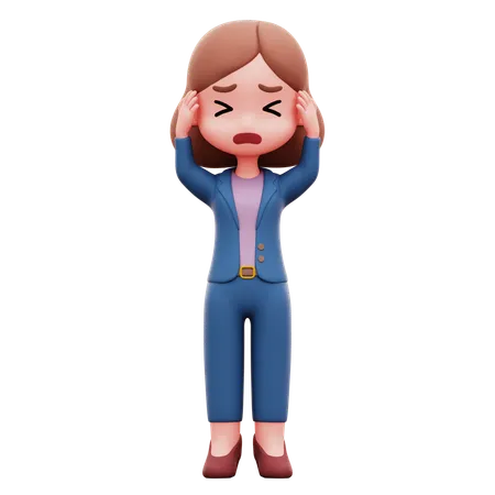 ストレスを抱えるビジネスウーマン  3D Illustration