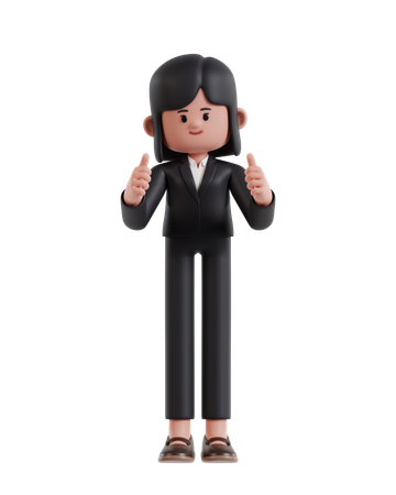 Businesswoman give double thumbs up  3D Icon