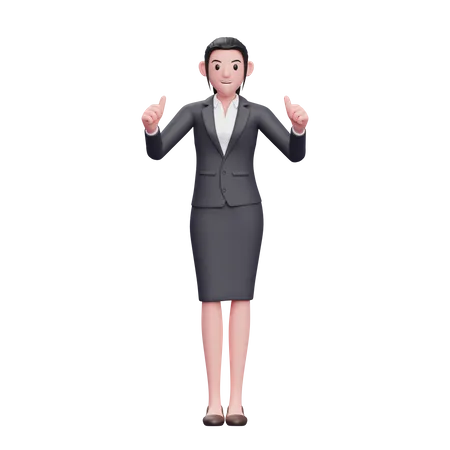Businesswoman showing Double Thumbs Up  3D Illustration