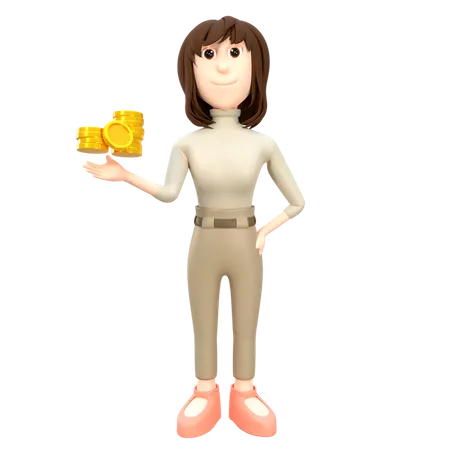 Businesswoman Give Financial Advise  3D Illustration