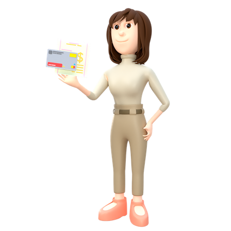 Businesswoman Gives Financial Report  3D Illustration