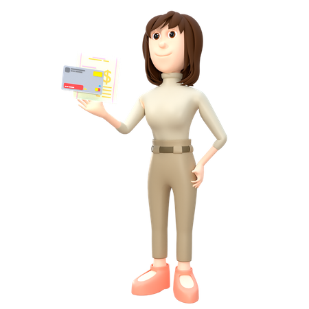 Businesswoman Gives Financial Report 3D Illustration