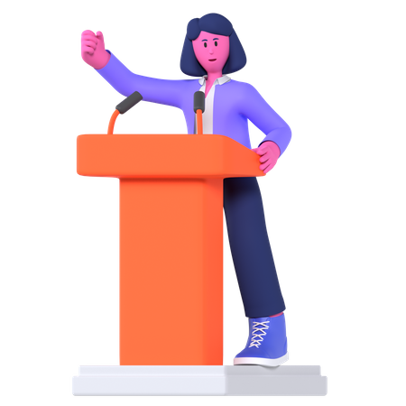 Businesswoman Giving Business Speech  3D Illustration