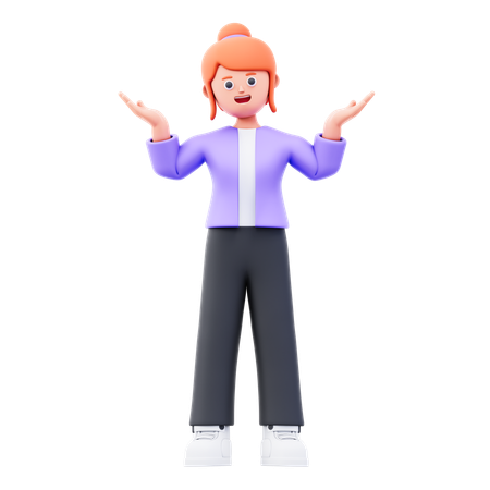 Businesswoman Giving Confused Pose  3D Illustration