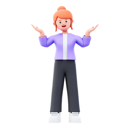 Businesswoman Giving Confused Pose  3D Illustration