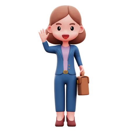 Businesswoman Giving Greeting  3D Illustration