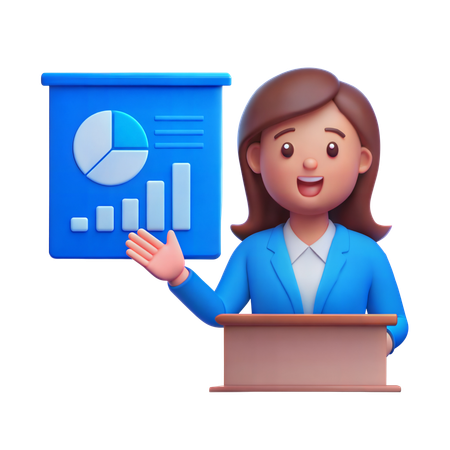 Businesswoman Giving Presentation  3D Illustration