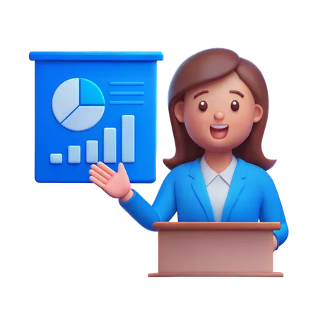 Businesswoman Giving Presentation  3D Illustration