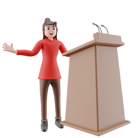 Businesswoman Giving Speech  3D Illustration