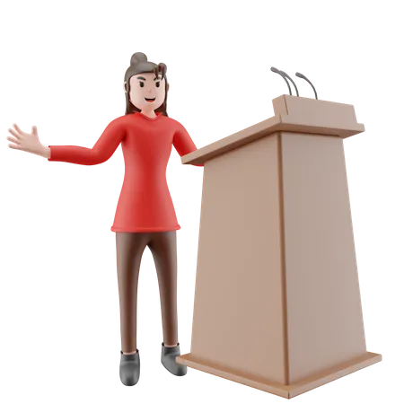 Businesswoman Giving Speech  3D Illustration