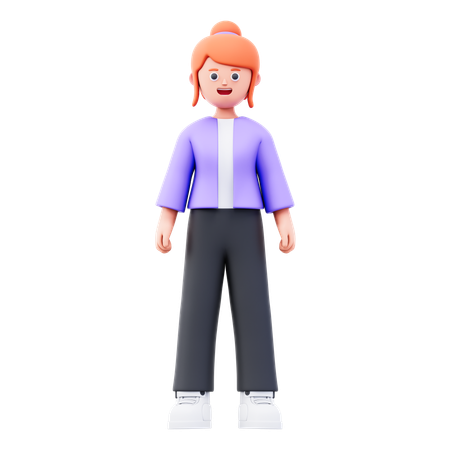 Businesswoman Giving Standing Pose  3D Icon