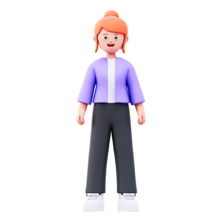 Businesswoman Giving Standing Pose  3D Illustration