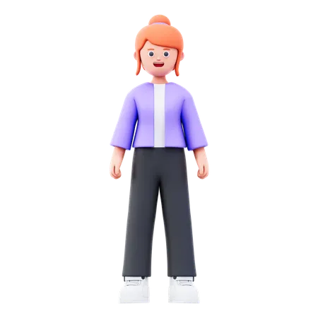 Businesswoman Giving Standing Pose  3D Illustration