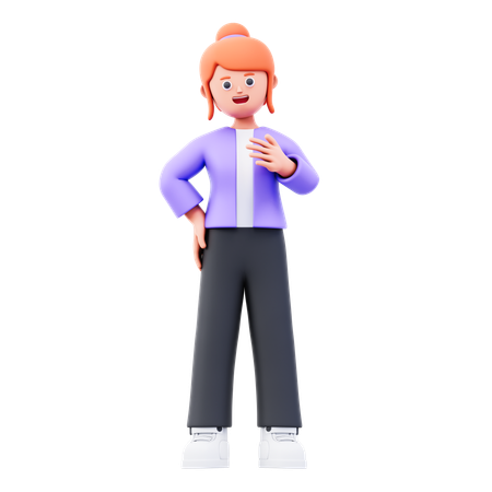 Businesswoman Giving Standing Pose  3D Illustration