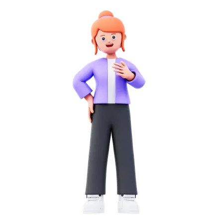 Businesswoman Giving Standing Pose  3D Illustration