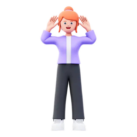 Businesswoman Giving Standing With Open Hands  3D Illustration