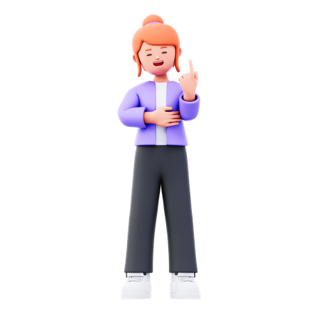 Businesswoman Giving Thinking Pose  3D Illustration