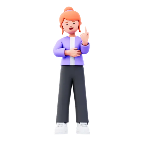 Businesswoman Giving Thinking Pose  3D Illustration