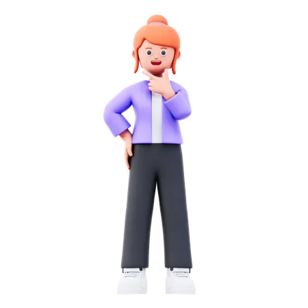 Businesswoman Giving Thinking Pose  3D Illustration