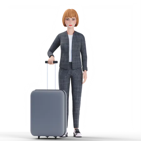 Businesswoman going on business trip  3D Illustration