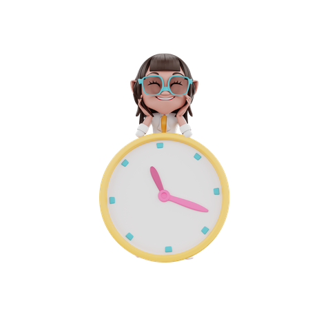 Businesswoman hand cheek with clock  3D Illustration