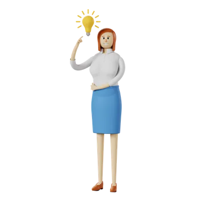 Businesswoman has an idea  3D Illustration