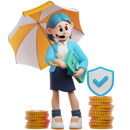 Businesswoman Having Investment Protection  3D Illustration