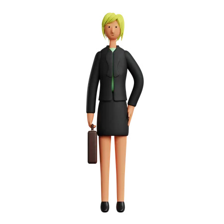 Businesswoman Holding Briefcase 3D Illustration
