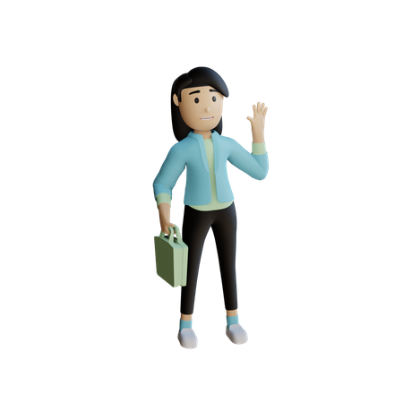 Businesswoman Holding Briefcase  3D Illustration