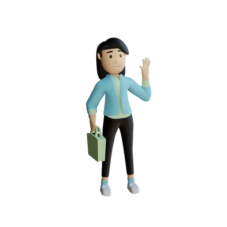 Businesswoman Holding Briefcase  3D Illustration