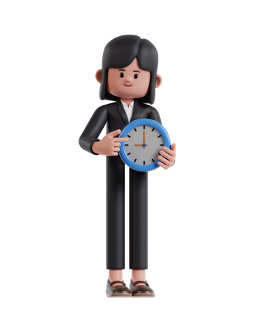 Businesswoman holding clock  3D Icon