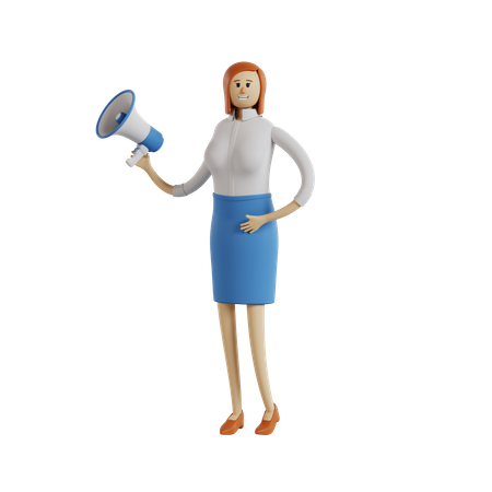 Businesswoman holding megaphone  3D Icon