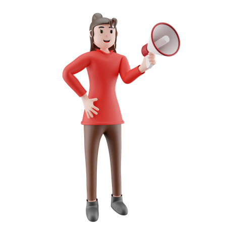 Businesswoman Holding Megaphone  3D Illustration